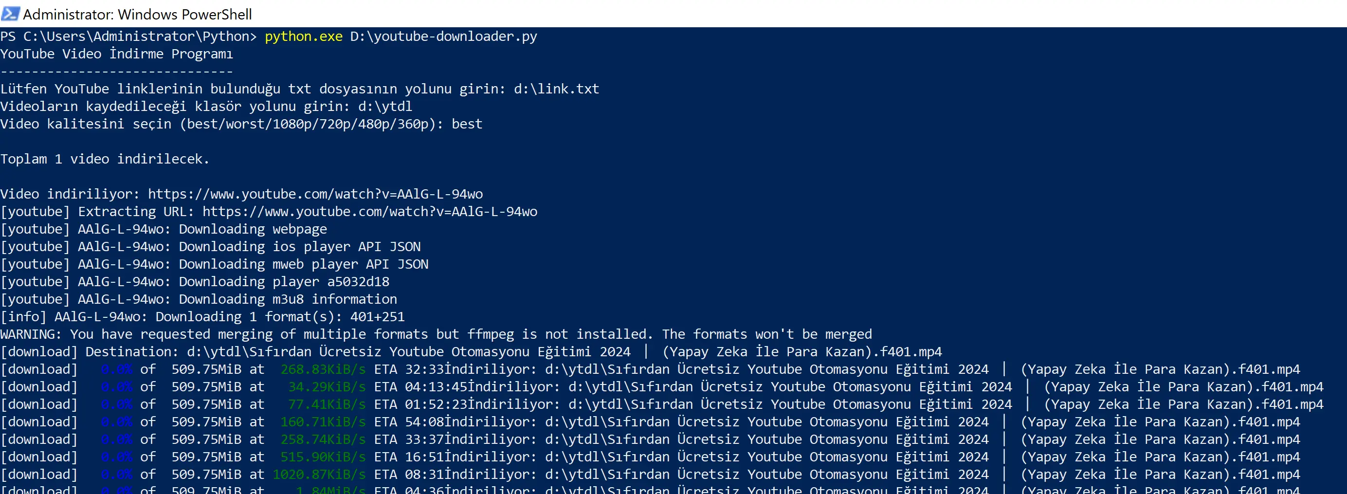 Download YouTube videos with Python